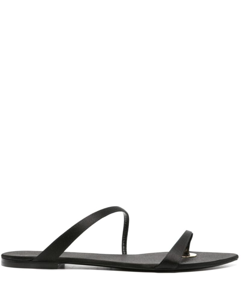 Saint Laurent Tanger Slides In Satin Crepe Black For Women 7761309QNAO1000 - Image 3