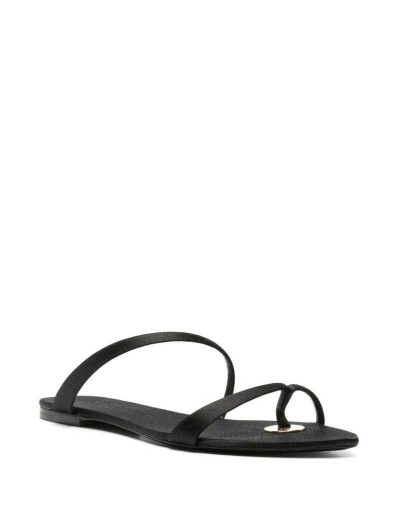 Saint Laurent Tanger Slides In Satin Crepe Black For Women 7761309QNAO1000 - Image 4