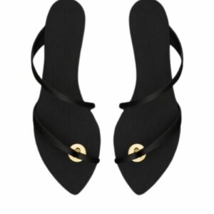 Saint Laurent Tanger Slides In Satin Crepe Black For Women 7761309QNAO1000