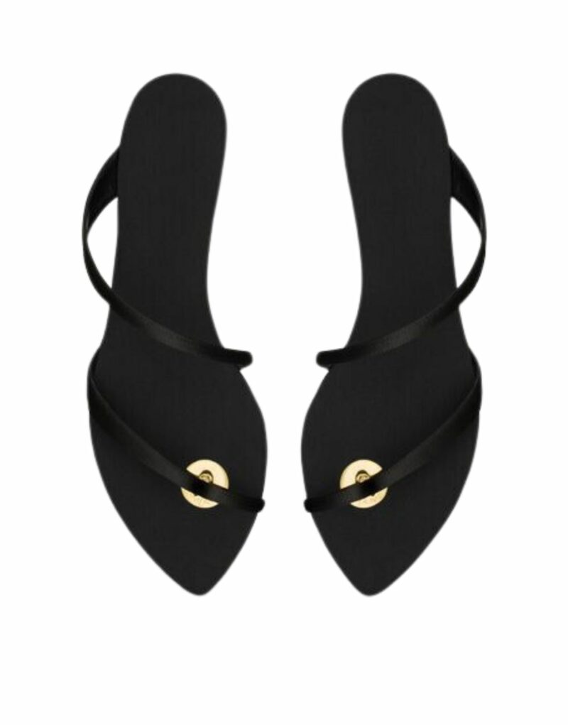 Saint Laurent Tanger Slides In Satin Crepe Black For Women 7761309QNAO1000