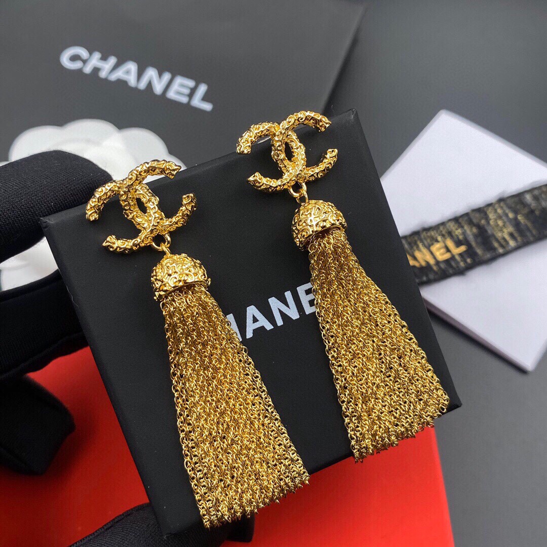 Chanel Tassel Earrings Gold For Women - Image 4