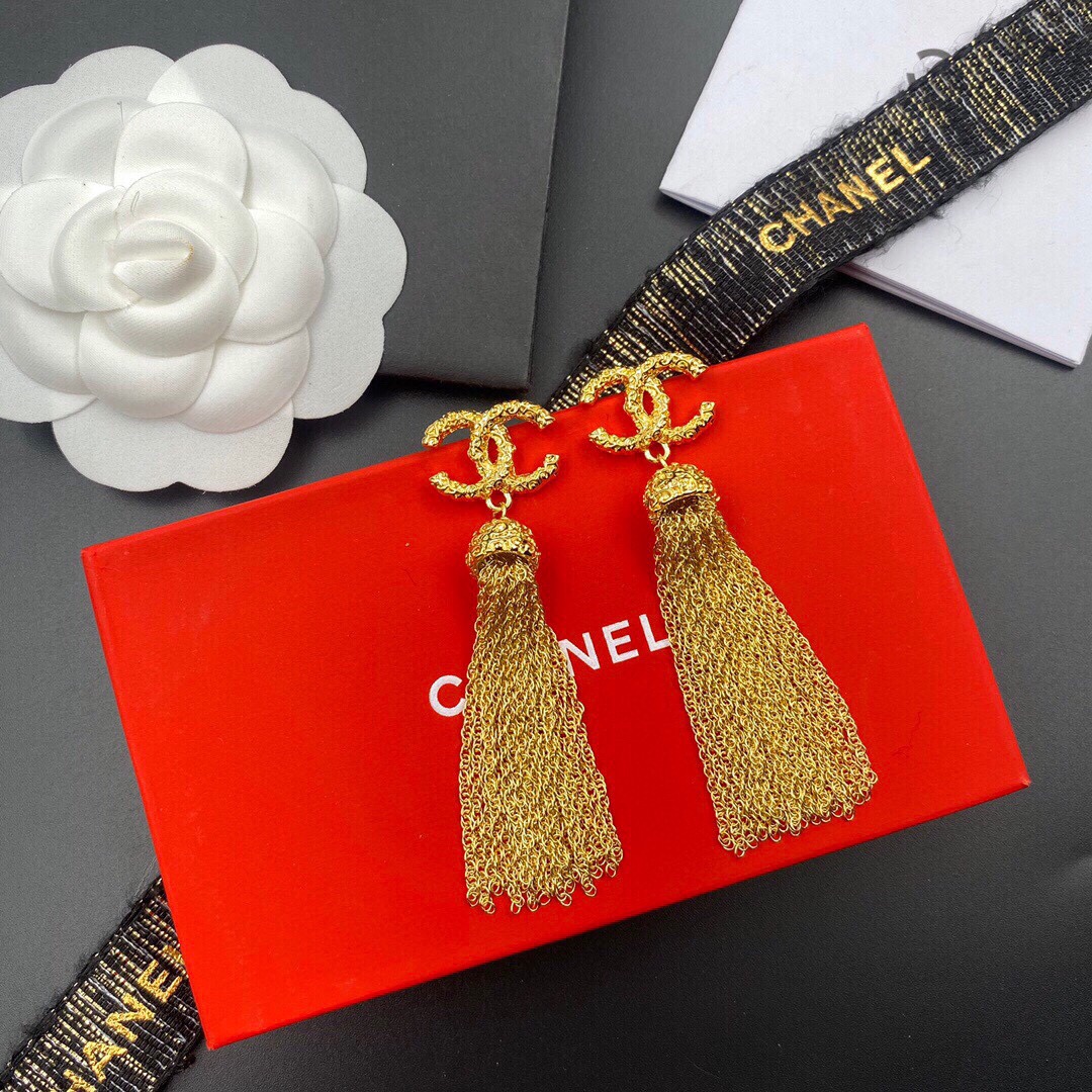 Chanel Tassel Earrings Gold For Women - Image 3