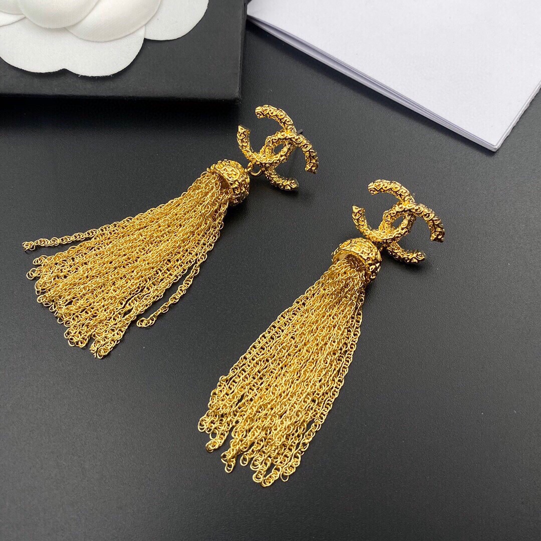 Chanel Tassel Earrings Gold For Women - Image 5