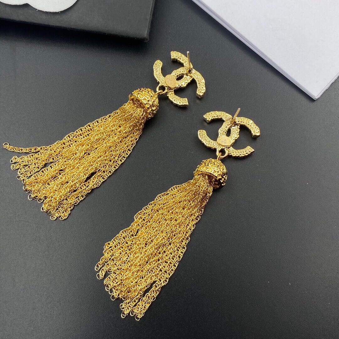 Chanel Tassel Earrings Gold For Women - Image 6