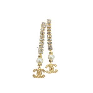 Chanel Thick Long Earrings Gold Tone For Women