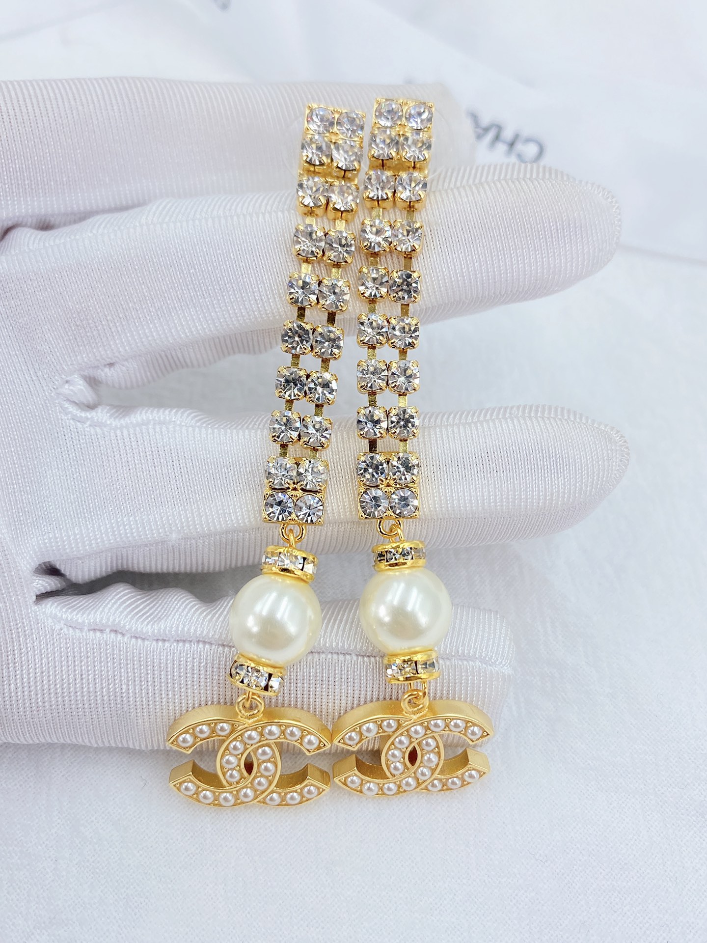 Chanel Thick Long Earrings Gold Tone For Women - Image 6