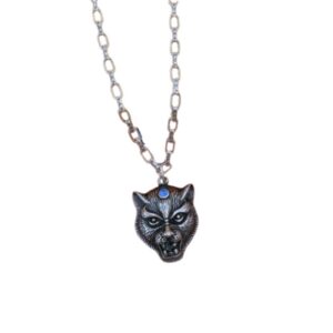 Louis Vuitton Tiger Head Necklace Silver For Women