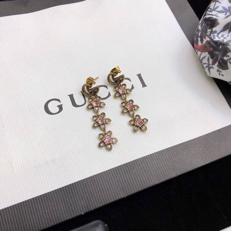 Gucci Triple Flower GG Earrings Gold Tone For Women - Image 8