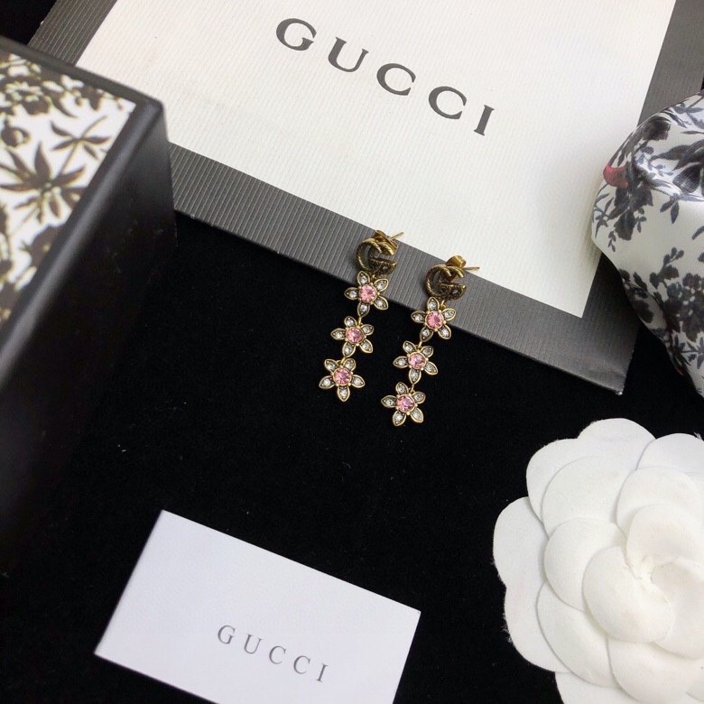 Gucci Triple Flower GG Earrings Gold Tone For Women - Image 7