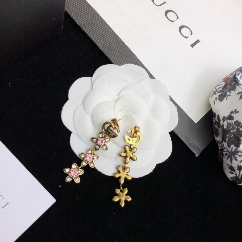 Gucci Triple Flower GG Earrings Gold Tone For Women - Image 4
