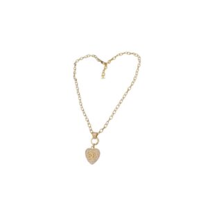 Chanel Twinkle Heart Chain Necklace Gold Tone For Women