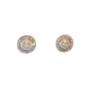 Chanel Twinkle Stone Bud Earrings Gold Tone For Women