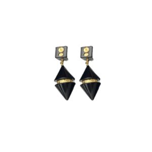 Chanel Two Symmetrical Cones Earrings Black For Women