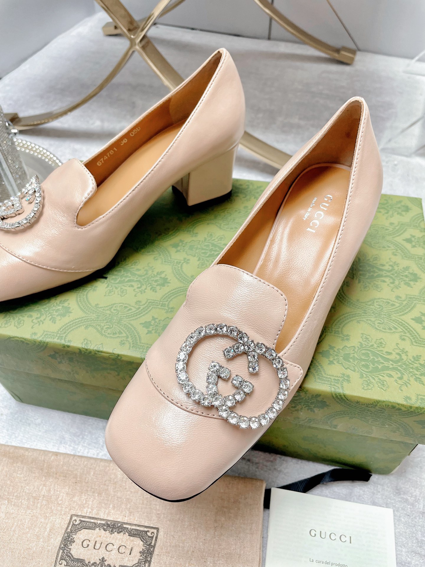 Gucci Women’s Mid-Heel Pump With GG Logo Beige For Women GG - Image 7