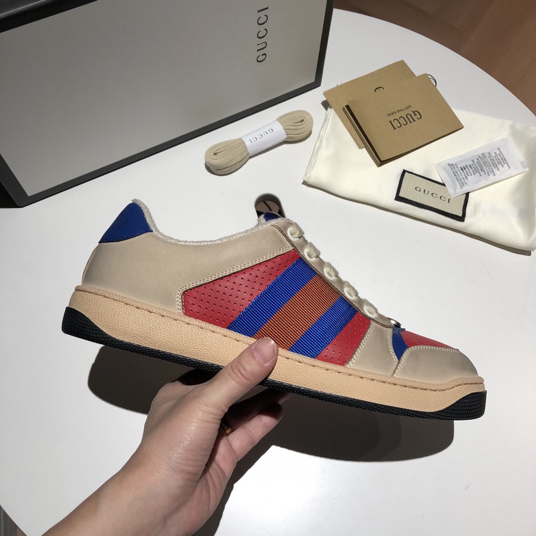 Gucci Women’s Screener Low-Top White Red Blue For Women 546163 - Image 5
