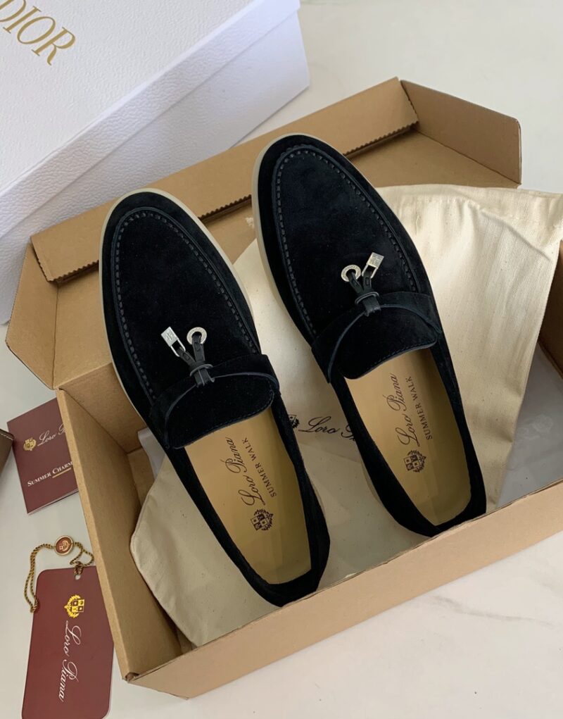 Loro Piana Summer Charms Walk Loafers Argo Blue Melange For Women – FAE5444 W948 - Image 5