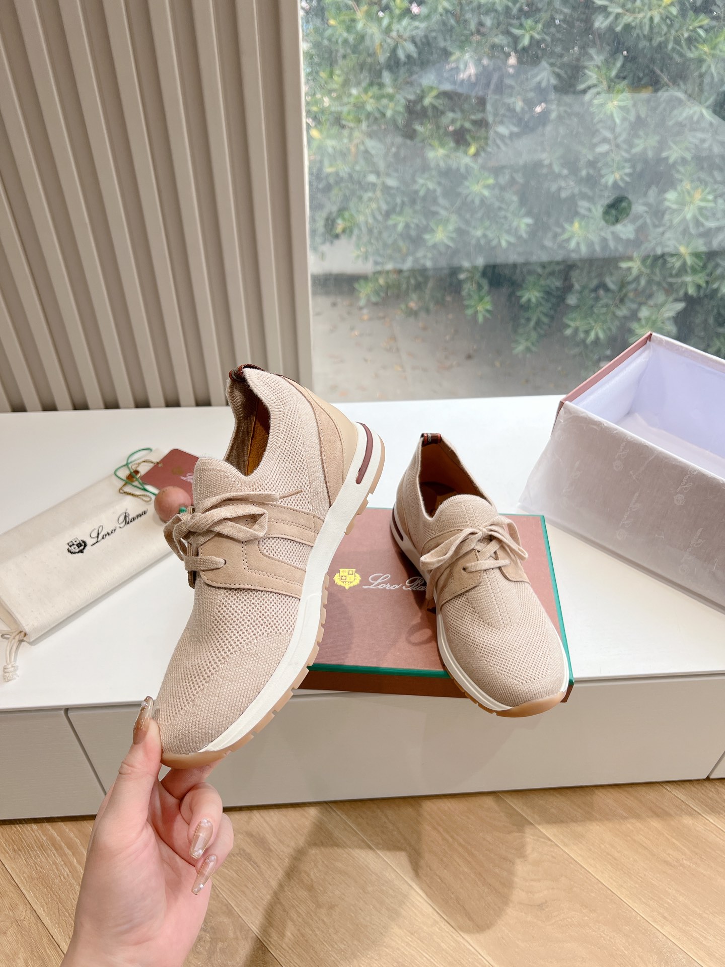 Loro Piana 360 Lp Lady Flexy Walk Sneaker Beige Melange For Women – FAI7759 D927 - Image 13