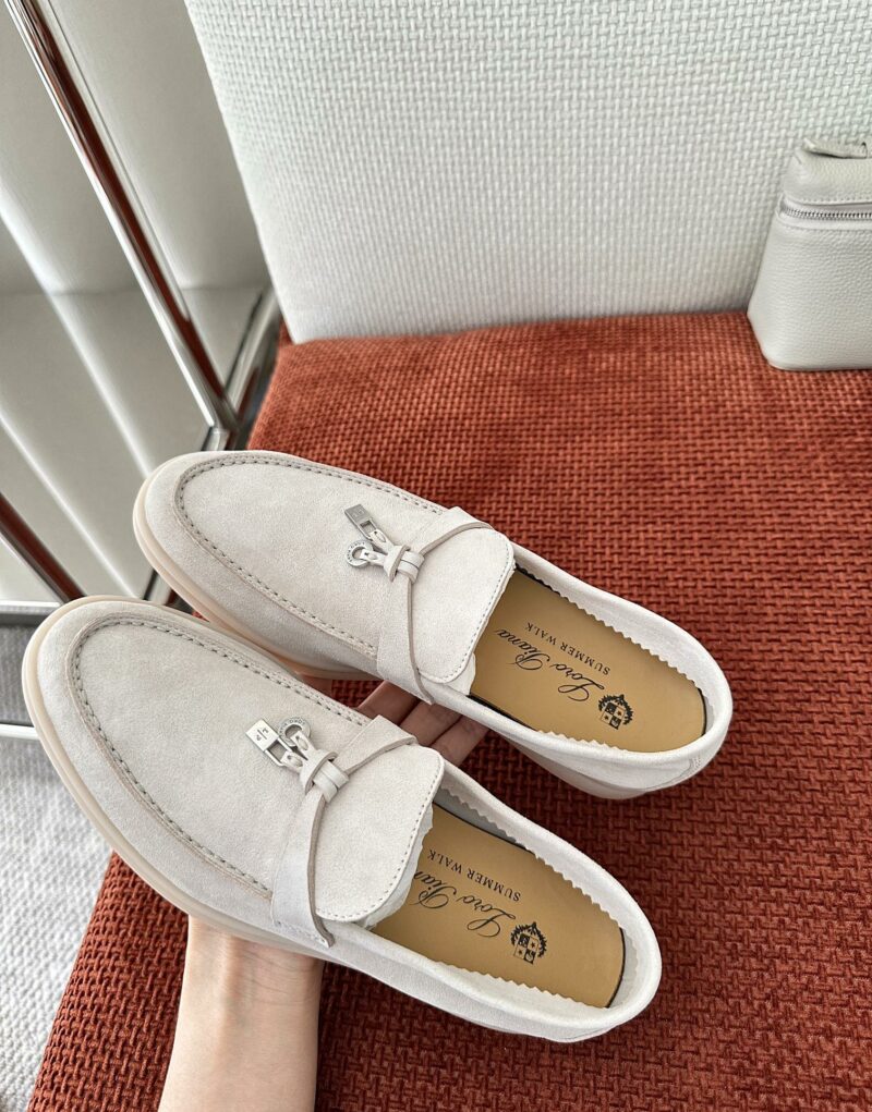 Loro Piana Summer Charms Walk Loafers Powder Pearl For Women – FAE5444 A760 - Image 2