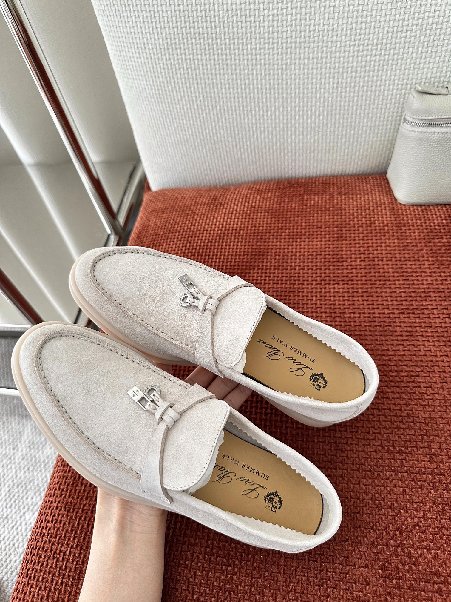 Loro Piana Summer Charms Walk Loafers Powder Pearl For Women – FAE5444 A760 - Image 8