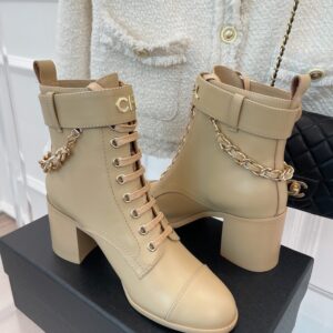 Chanel Women’s Lace-Up With Chain Beige For Women 3.7in/9.5cm