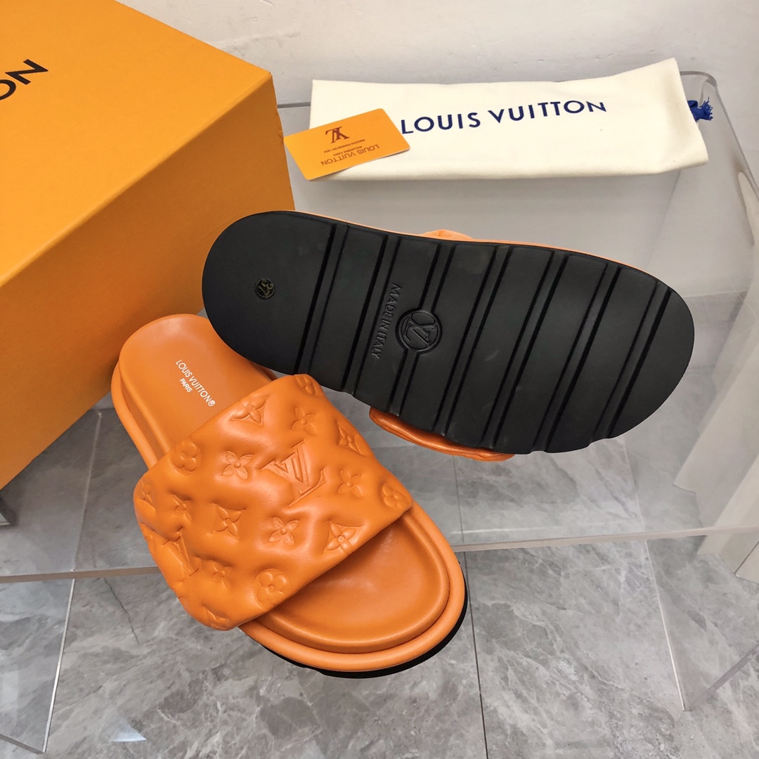 Louis Vuitton Women’s Pool Pillow Flat Comfort Mule Orange For Women LV - Image 9