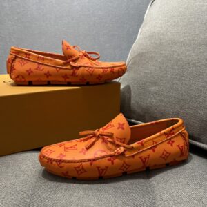 Louis Vuittion LV Driver Moccasin Orange For Men LV 1AAF54 – 43 EU – 9.5 US – 26.8 Cm – 10.5 In