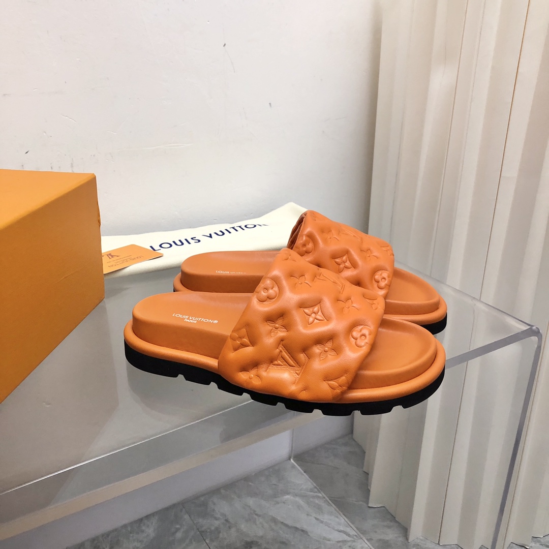 Louis Vuitton Women’s Pool Pillow Flat Comfort Mule Orange For Women LV - Image 7