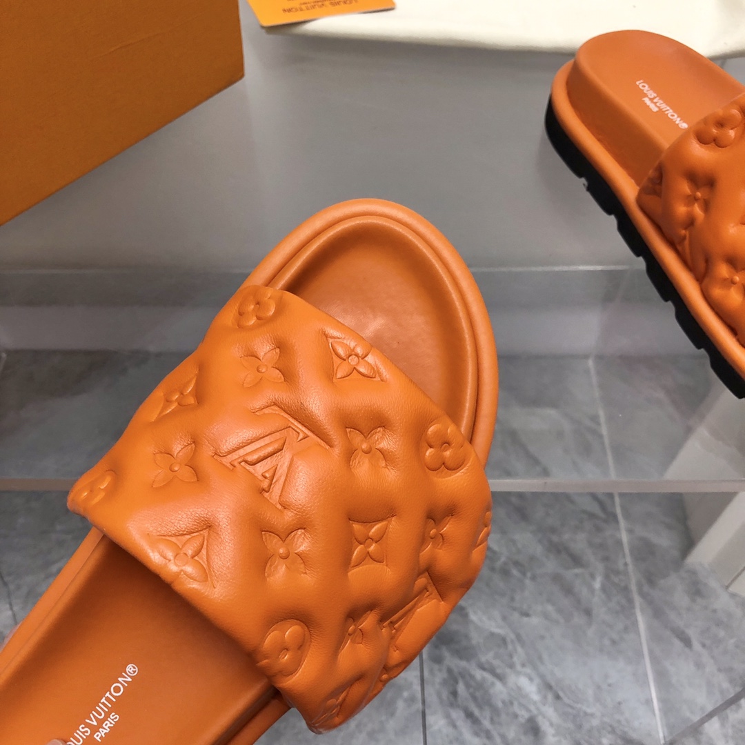 Louis Vuitton Women’s Pool Pillow Flat Comfort Mule Orange For Women LV - Image 5