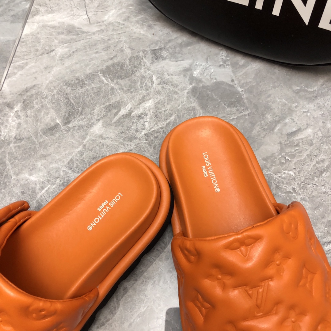 Louis Vuitton Women’s Pool Pillow Flat Comfort Mule Orange For Women LV - Image 3
