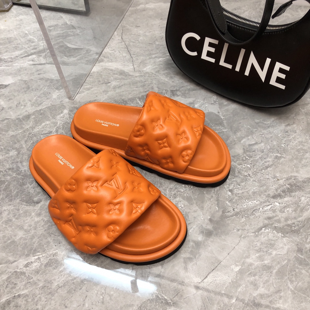 Louis Vuitton Women’s Pool Pillow Flat Comfort Mule Orange For Women LV - Image 2