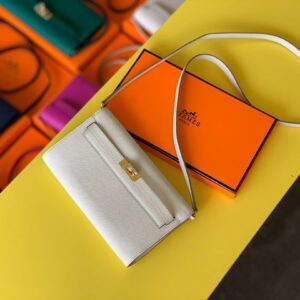 Hermes Kelly Wallet To Go Woc Epsom White For Women, Women’s Wallet 8.3in/21cm
