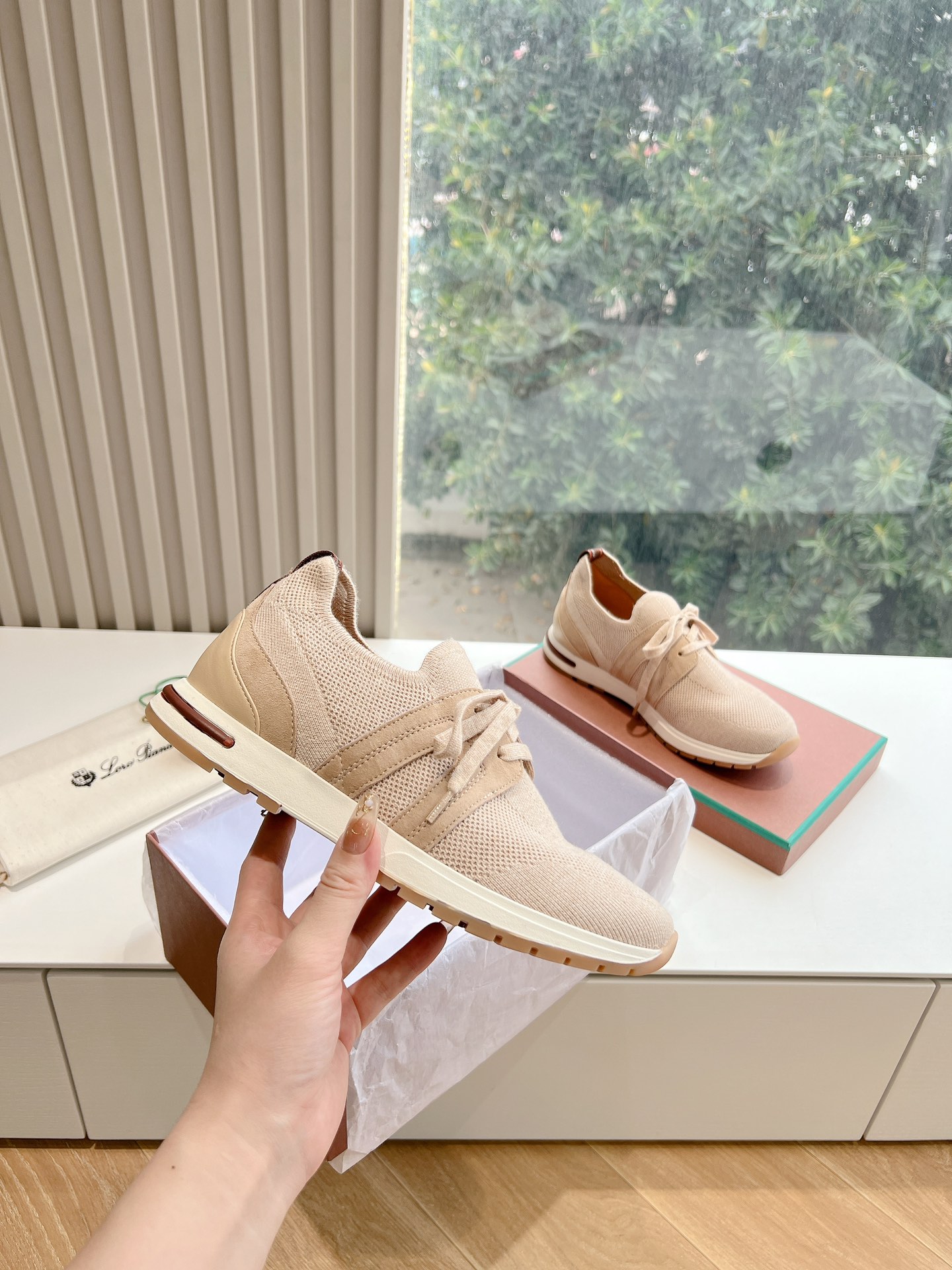 Loro Piana 360 Lp Lady Flexy Walk Sneaker Beige Melange For Women – FAI7759 D927 - Image 11