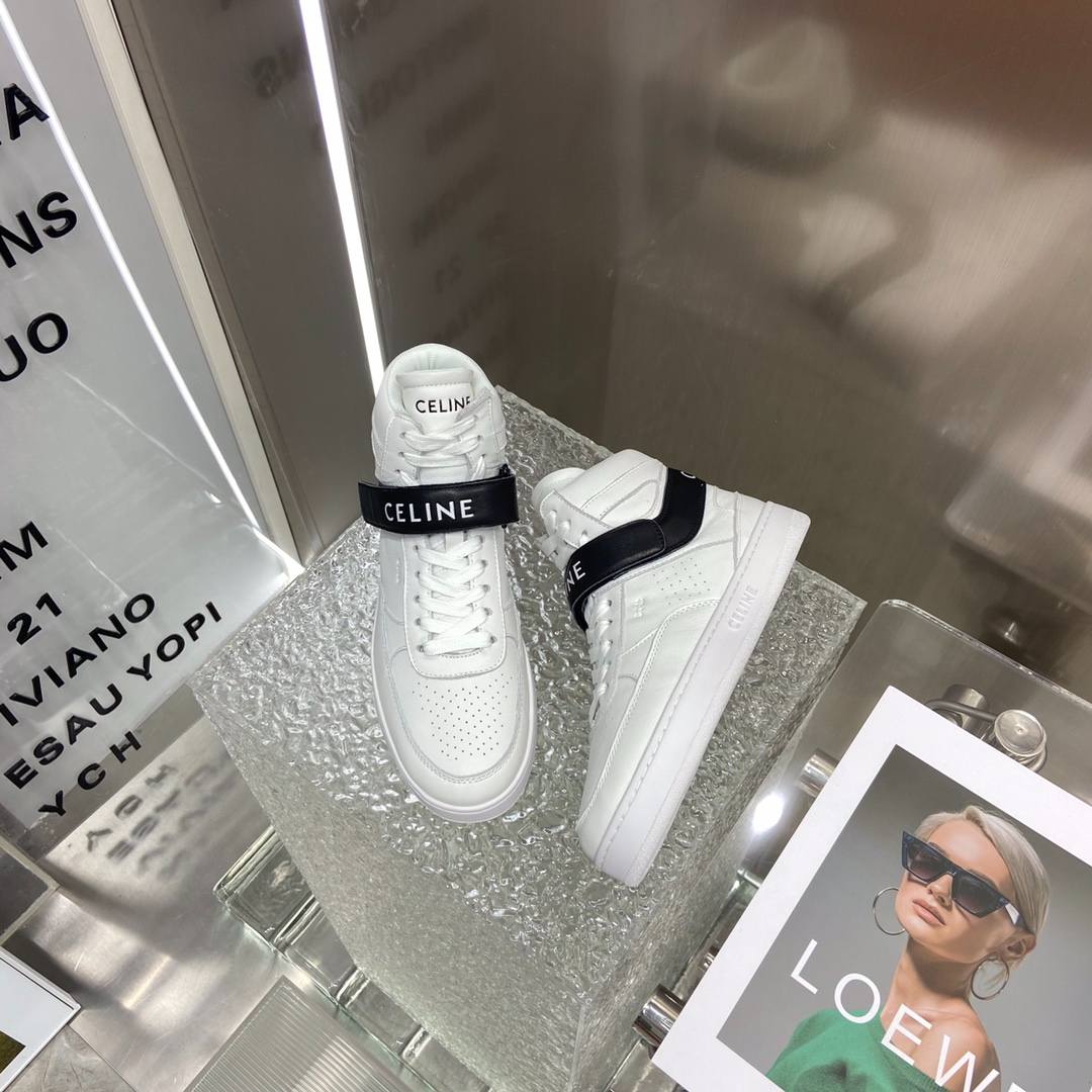 Celine Trainer High Sneaker With Scratch White And Black For Women - Image 10