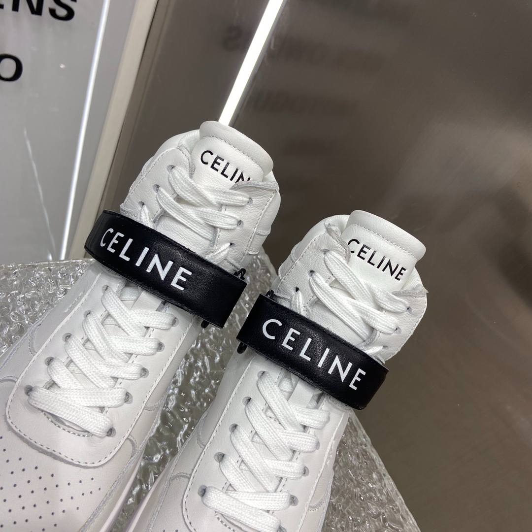 Celine Trainer High Sneaker With Scratch White And Black For Women - Image 9