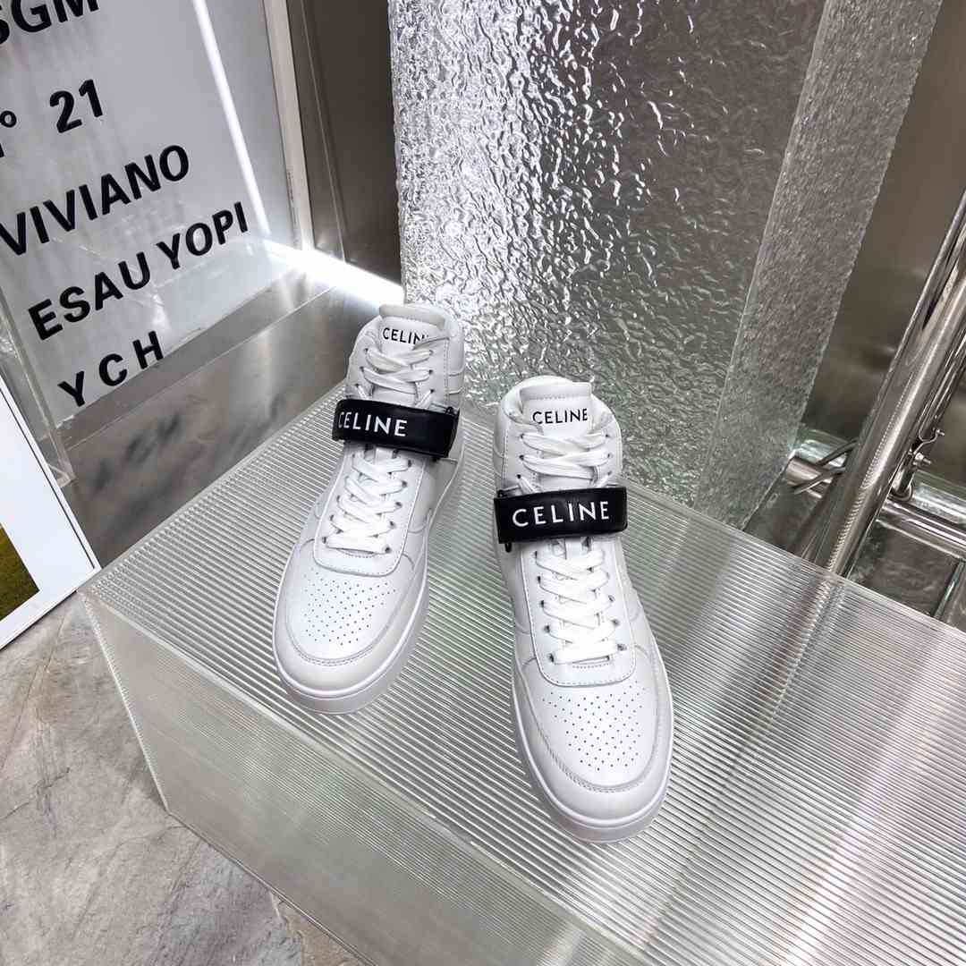 Celine Trainer High Sneaker With Scratch White And Black For Women - Image 8