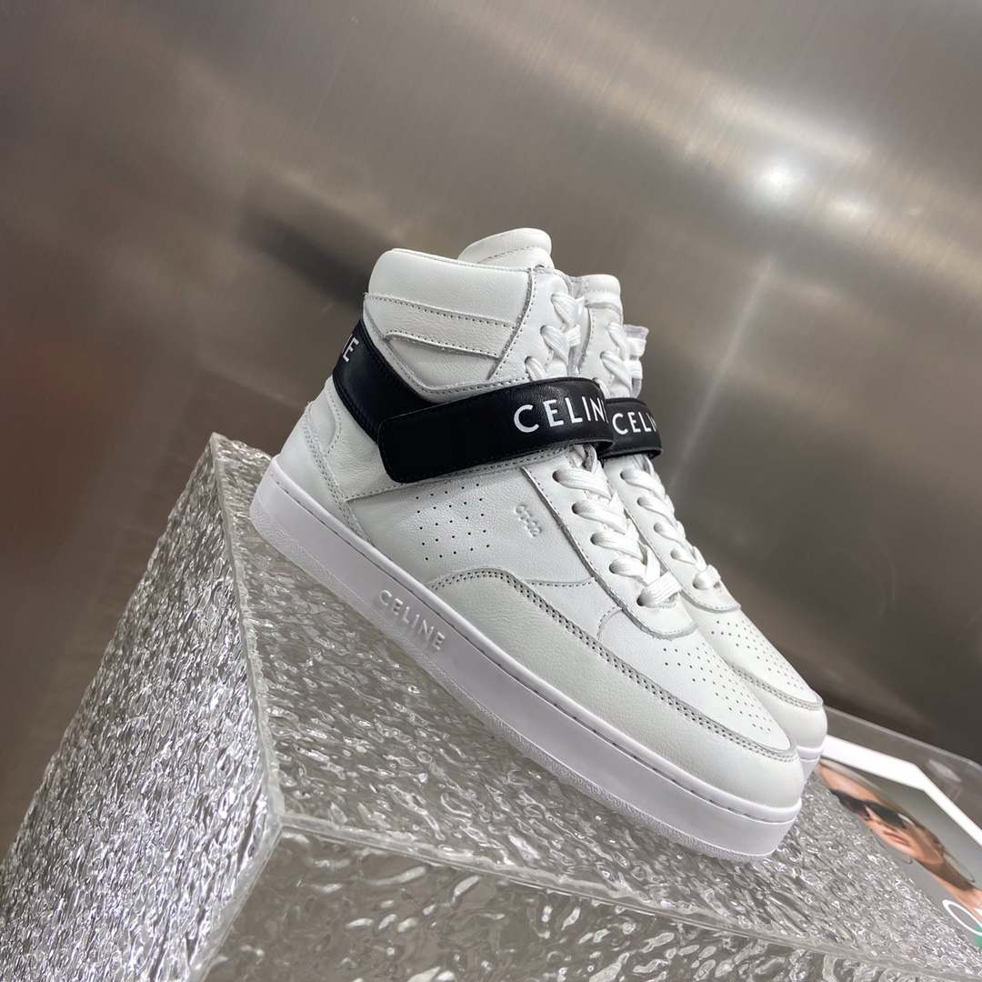Celine Trainer High Sneaker With Scratch White And Black For Women - Image 6