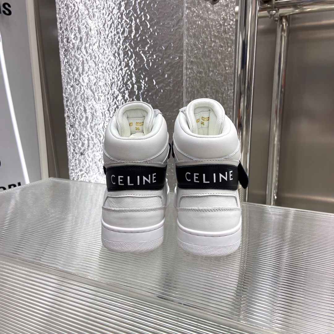 Celine Trainer High Sneaker With Scratch White And Black For Women - Image 4