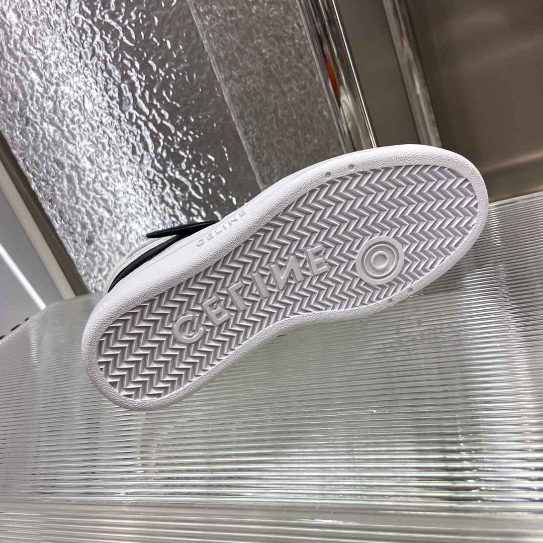 Celine Trainer High Sneaker With Scratch White And Black For Women - Image 3