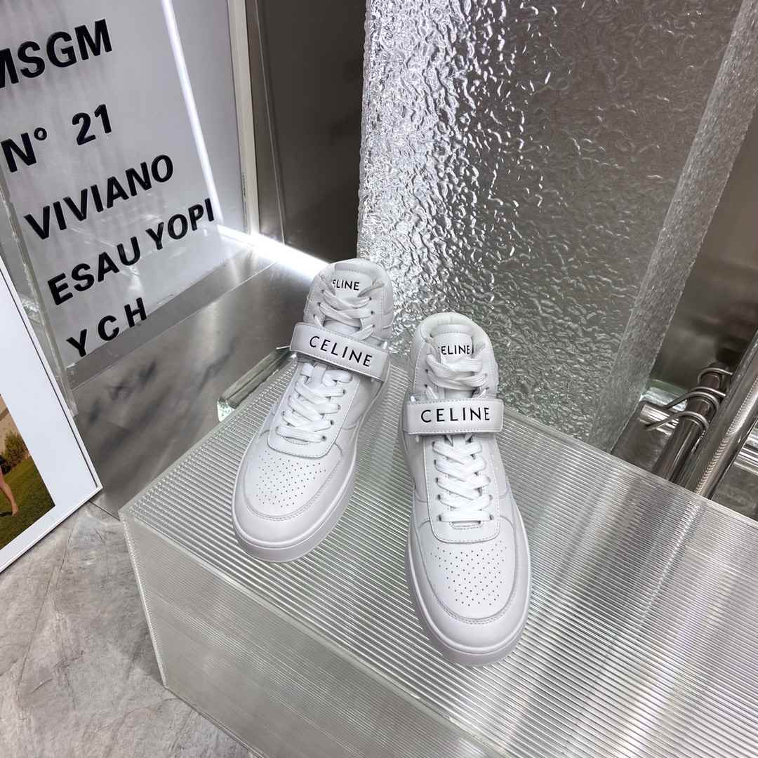 Celine Trainer High Sneaker With Scratch White For Women - Image 9