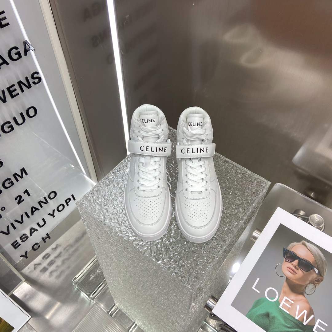 Celine Trainer High Sneaker With Scratch White For Women - Image 4