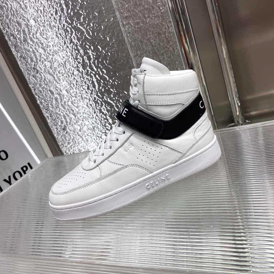 Celine Trainer High Sneaker With Scratch White And Black For Women - Image 11