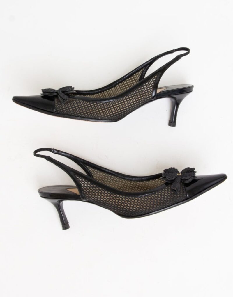 Chanel Mesh Clover Slingback Heels Black For Women - Image 4