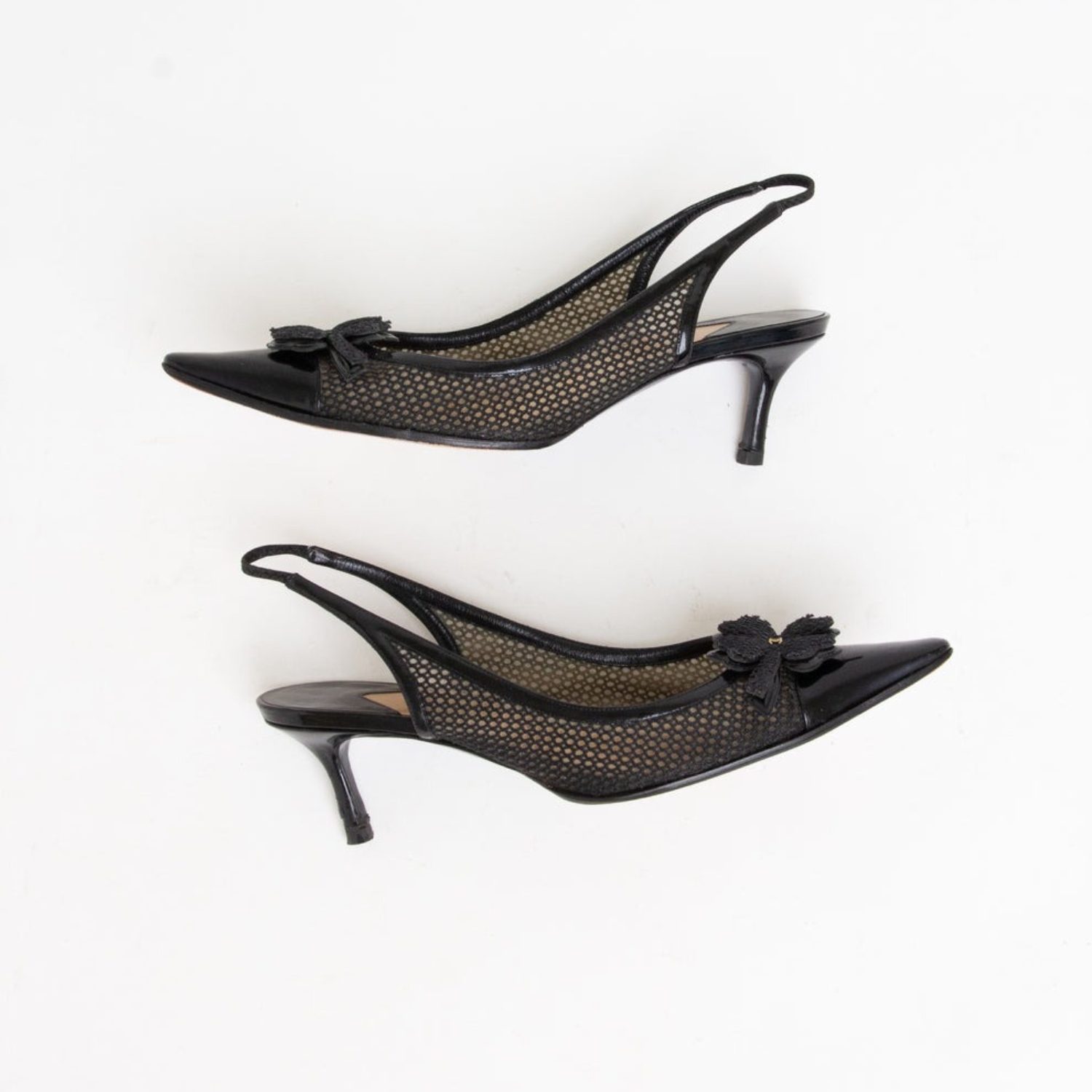 Chanel Mesh Clover Slingback Heels Black For Women - Image 8