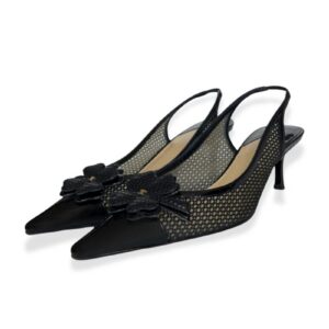 Chanel Mesh Clover Slingback Heels Black For Women