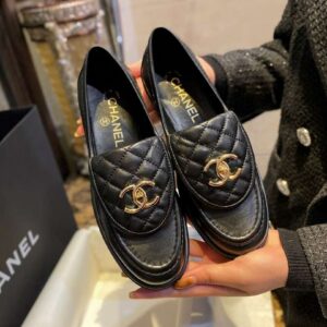 Chanel Tab Loafers Turn-lock Flats Interlocking CC Black For Women – 10 US