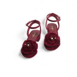 Chanel Sandals Velvet Burgundy For Women size 39EU – 8US
