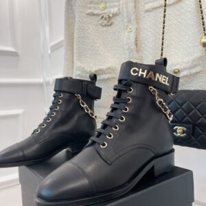 Chanel Women’s Lace-Up With Chain Black For Women 1.5in/4cm