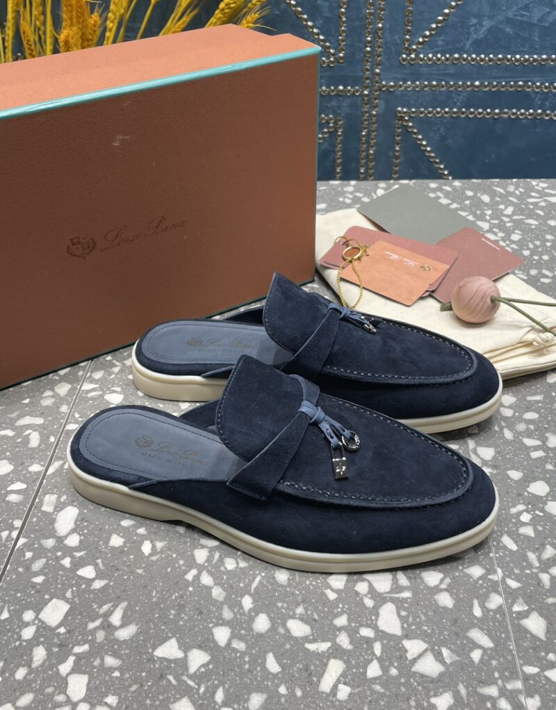 Loro Piana Babouche Charms Walk Loafers Argo Blue Melange For Women – FAI1543 W948 - Image 3