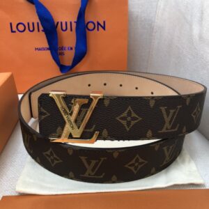 Louis Vuitton Initiales LV Belt Monogram Canvas Gold Toned Hardware, LV Women Belt – 100 Eu – 115 Cm