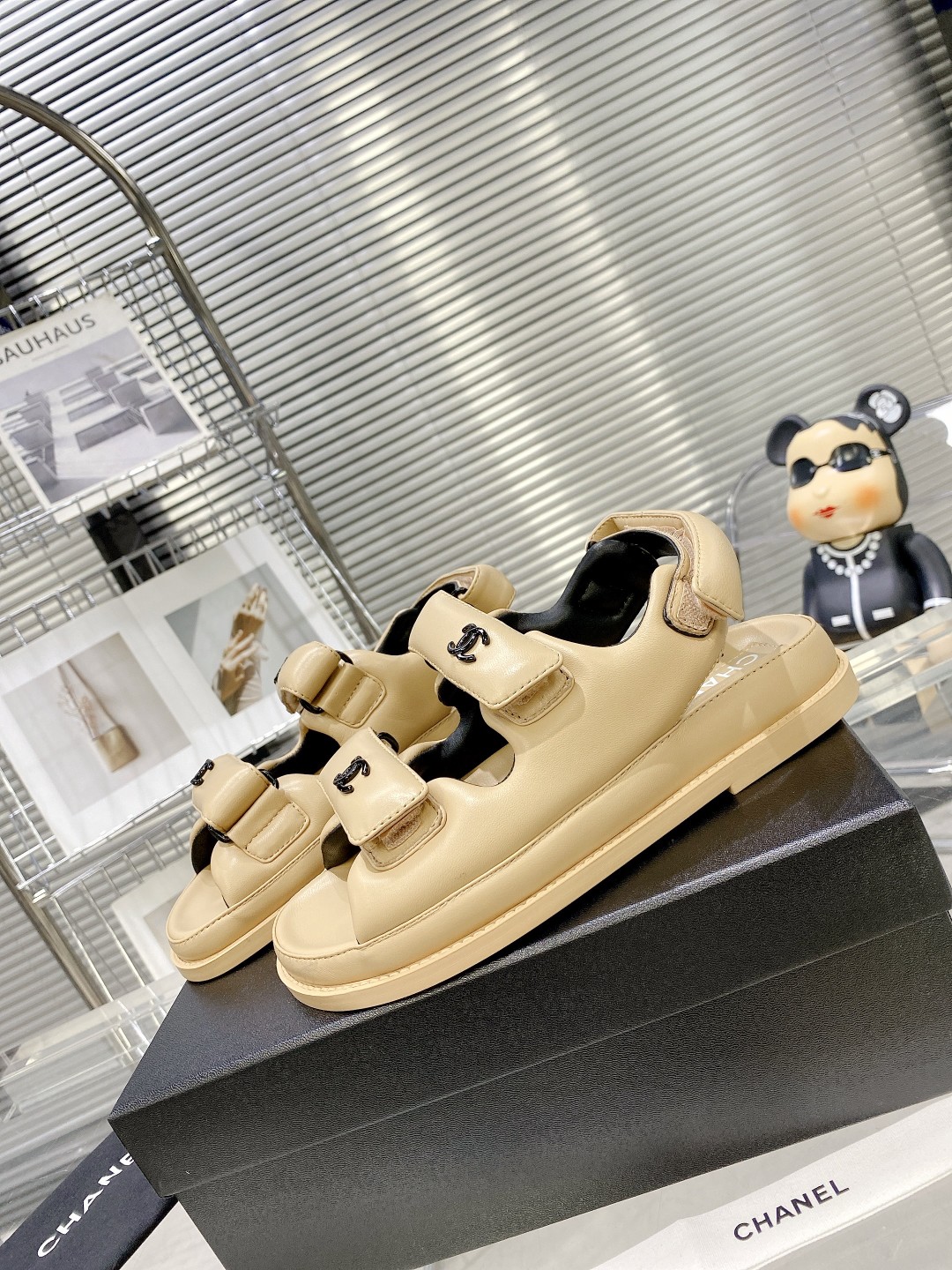 Chanel Women’s Sandals With Chanel Logo Beige For Women - Image 5